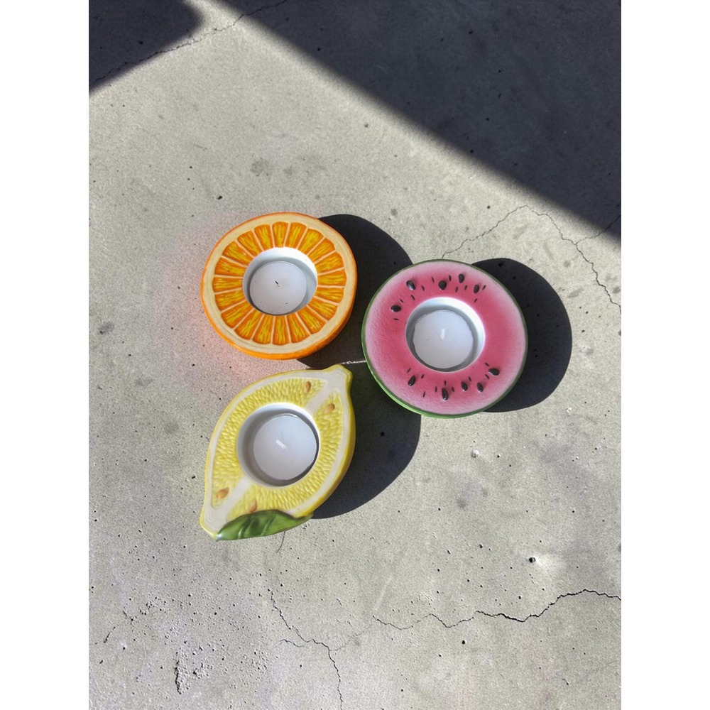Y2K PartyLite Fruit Slices Tealight Holder Set – Ceramic Candle Holders